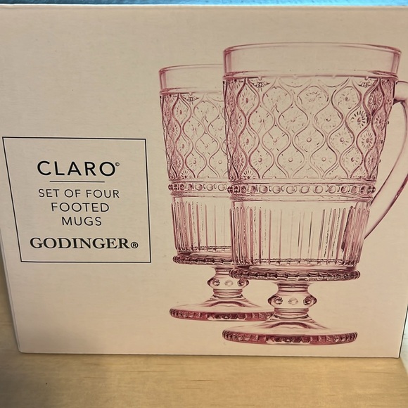 Retro Pink Clairo footed goblets by Goldinger NWT set of 4 - Picture 3 of 3